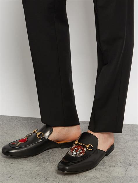 gucci men's black loafers|Gucci backless loafers men.